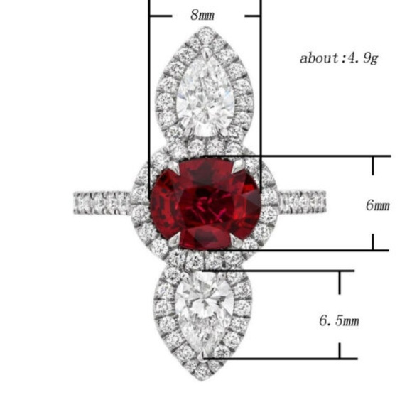 925 Silver Oval Cut Garnet Ring New - Picture 5 of 7